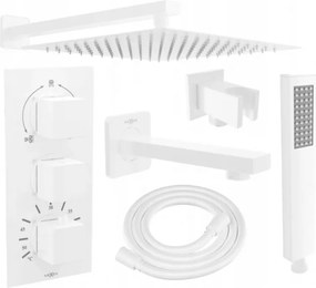 Mexen Cube DR02 podomietkový vaňový a sprchový set s hlavovou sprchou 25x25 cm (7v1), biela, 77503DR0225-20