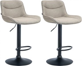 2x Barová stolička Vonore - látka, čierny rám - Sivo hnedá (Taupe)