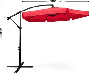Záhradný slnečník CYNIA s bočnou nohou 300 cm červený