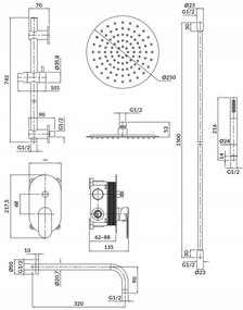 Cersanit Crea - set B258 podomietková sprchová sada, čierna, S952-009