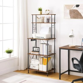 Kuchyňský regál Vasagle Filo 60 cm s vestavěnými zásuvkami černý/hnědý