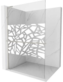 Mexen Kioto+ L, sprchová zástena Walk-In s poličkou a vešiakom 80 x 200 cm, 8mm číre sklo biely vzor, brúsená oceľ profil, 800-080-123-97-85