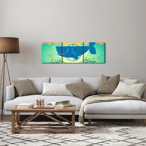 Obraz - Veselá veľryba (s hodinami) (90x30 cm)