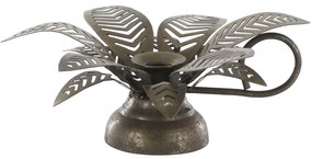 Mosadzný antik kovový svietnik na úzku sviečku kvetina Kloee - 4*13*6 cm