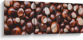 Obraz - Zrelé gaštany (s hodinami) (90x30 cm)