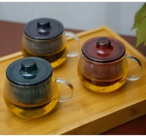 Kondela SIFTER, hrnčeky na čaj so sitkom, set 3 ks, 350 ml