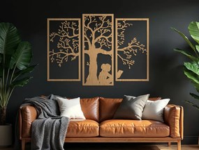 drevko 3-dielny obraz na stenu Dievča pod stromom Rozmer obrazu: 56,5 x 80 cm, Farba dekorácie: Čierna