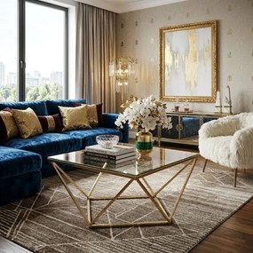 Tutumi Tutumi, sklenený konferenčný stolík Glamour 80x80x45 CS-14G, zlatá, KRZ-06585