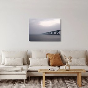 Sklenený obraz mosta v hmle (70x50 cm)