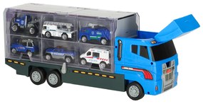 KIK Nákladný transportér s odpaľovacím zariadením a 6 kovovými policajnými autami