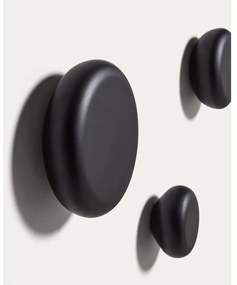 Čierne nástenné drevené háčiky v súprave 3 ks Nadue – Kave Home