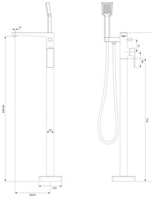 OMNIRES PM7433CR - Voľne stojacia vaňová sada s batériou PARMA lesklý chróm