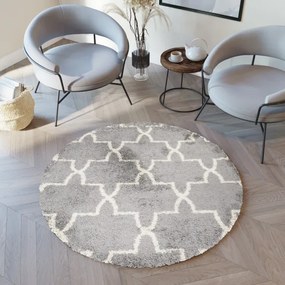 Koberec BOHO L227C tmavosivý / béžový kruh
