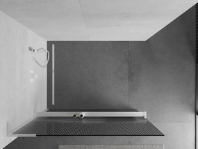Mexen Kioto+ L, sprchová zástena Walk-In s poličkou a vešiakom 90 x 200 cm, 8mm sklo s rebrovým vzorom, biely profil, 800-090-123-20-09