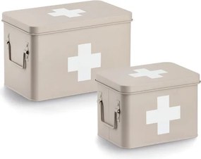Zeller Present 2. akosť - Lekárnička, kovový box na lieky, 2v1, béžový, MEDICINE 23x17x16