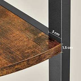 Rohový regál, industriálny, 5 políc, 150x30x30cm