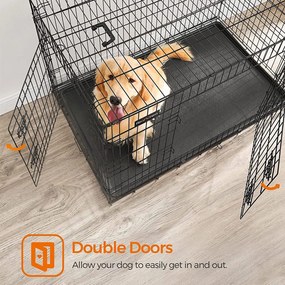 Klietka pre šteniatka skladacia, 2-dverová, s podnosom, XXXL, čierna