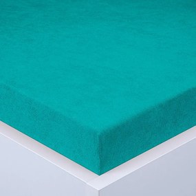Napínacia plachta na posteľ froté EXCLUSIVE tyrkysovo zelená 90 x 200 cm