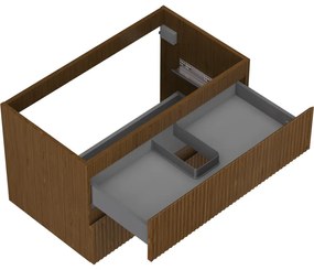 Mexen Rivel, kúpeľňová skrinka 80 cm, 2 zásuvky, drážkovaná, orech, 91A20-08047-2-BFF86