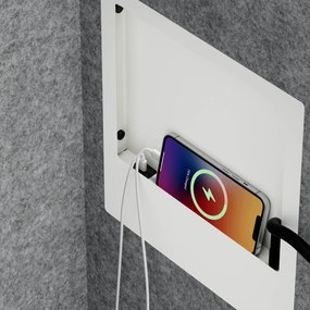 Akustická kabína SALLY MentalBox 600 mm – biely korpus, sivé sedadlo