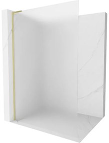 Mexen Kioto L, sprchová zástena Walk-In 110 x 200 cm, 8mm sklo námraza, zlatý matný profil, 800-110-103-55-30