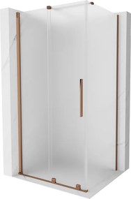 Mexen Velar, sprchový kút s posuvnými dverami 100 x 70 cm, 8mm sklo námraza, ružové zlato, 871-100-070-31-55
