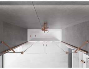 Mexen Velar Duo, 2-krídlová posuvná vaňová zástena 170 x 150 cm, 8mm číre sklo, medený matný profil, 896-170-000-02-65