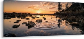 Obraz vodnej hladiny pri západe slnka (120x50 cm)