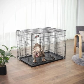 Klietka pre psa s 2 dverami, XL skladacia prepravka, čierna