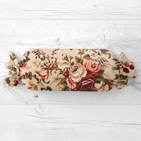 Biante Vankúš valec bonbon Sandra SA-607 Červené ruže na béžovom 15x60 cm