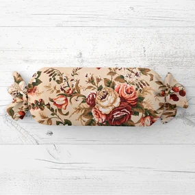 Biante Vankúš valec bonbon Sandra SA-607 Červené ruže na béžovom 15x60 cm