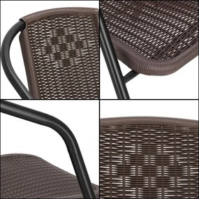 Kovová záhradná súprava Springos – 4 stoličky a stôl so sklenenou doskou