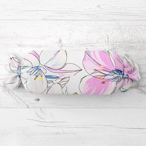 Biante Vankúš valec bonbon Sandra SA-394 Veľké akvarelové kvety 15x40 cm