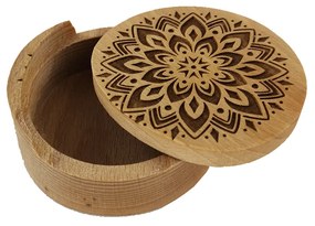 AMADEA Drevená krabička guľatá mandala, masívne drevo, 8 cm, český výrobok
