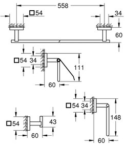 GROHE 41115DC0 - Sada príslušenstva START CUBE 558 mm lesklý chróm