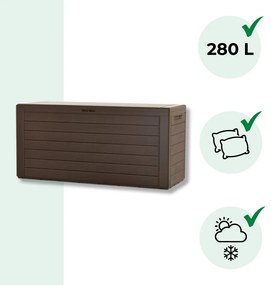 Prosperplast Úložný box WOODEBOX, 280L, 120x46x57cm, tmavo hnedá