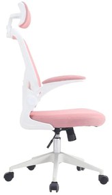 Ergonomická kancelárska stolička s bedrovou opierkou, opierkou hlavy, ružová