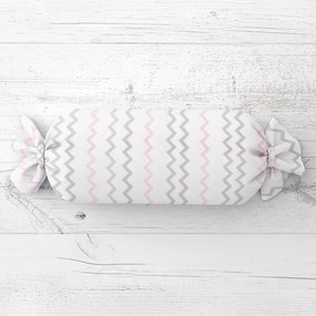 Biante Vankúš valec bonbon Sandra SA-124 Ružovo sivé cik-cak pásiky 15x60 cm