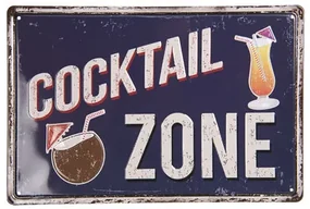 Vintage dekoračná tabuľka "COCKTAIL ZONE", 20 x 30 cm