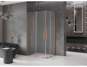 Mexen Velar Duo, sprchový kút s posuvnými dverami 100 x 90 cm, 8mm sklo námraza, medená matná, 871-100-090-32-65