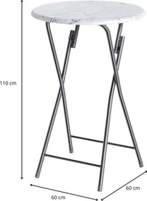 Cateringový skladací barový stôl MARLE 60 cm mramorovo biely