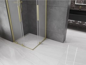 Mexen Velar Duo, sprchový kút s posuvnými dverami 80 x 80 cm, 8mm sklo námraza, zlatá matná, 871-080-080-32-55