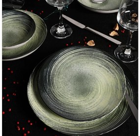 Jedálenská sada 24 ks zelená/čierna/porcelán