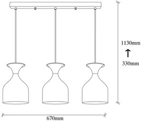 Závesný luster SIVANI na lane 3xE27/40W/230V biela/medená
