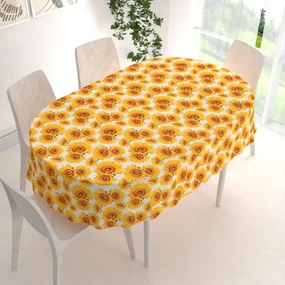 Biante Dekoračný oválny obrus PML-102 Slnečnice na bielom 100x160 cm