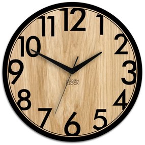 Drevené nástenné hodiny Focus 33 cm dub prírodný/čierny