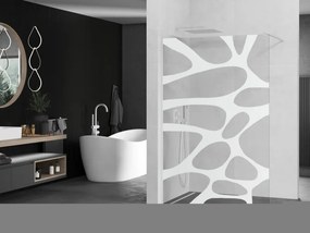 Mexen Kioto, Walk-In sprchová zástena 70 x 200 cm, 8mm sklo číre/biely vzor, biely profil, 800-070-101-20-97