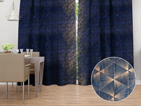 Biante Zamatový záves Isabela IBL-011 Rose Gold trojuholníky na kráľovsky modrom - šírka 135 cm 135x200 cm