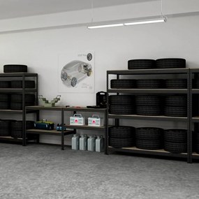 PROFESSIONAL Bezskrutkový kovový regál s HDF policou 200X240X60 cm, 4 police, 500 kg na policu, antracitová farba