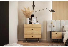 Vysoká komoda v dekore duba v čiernej a prírodnej farbe 80x87 cm Jugend – Woodman